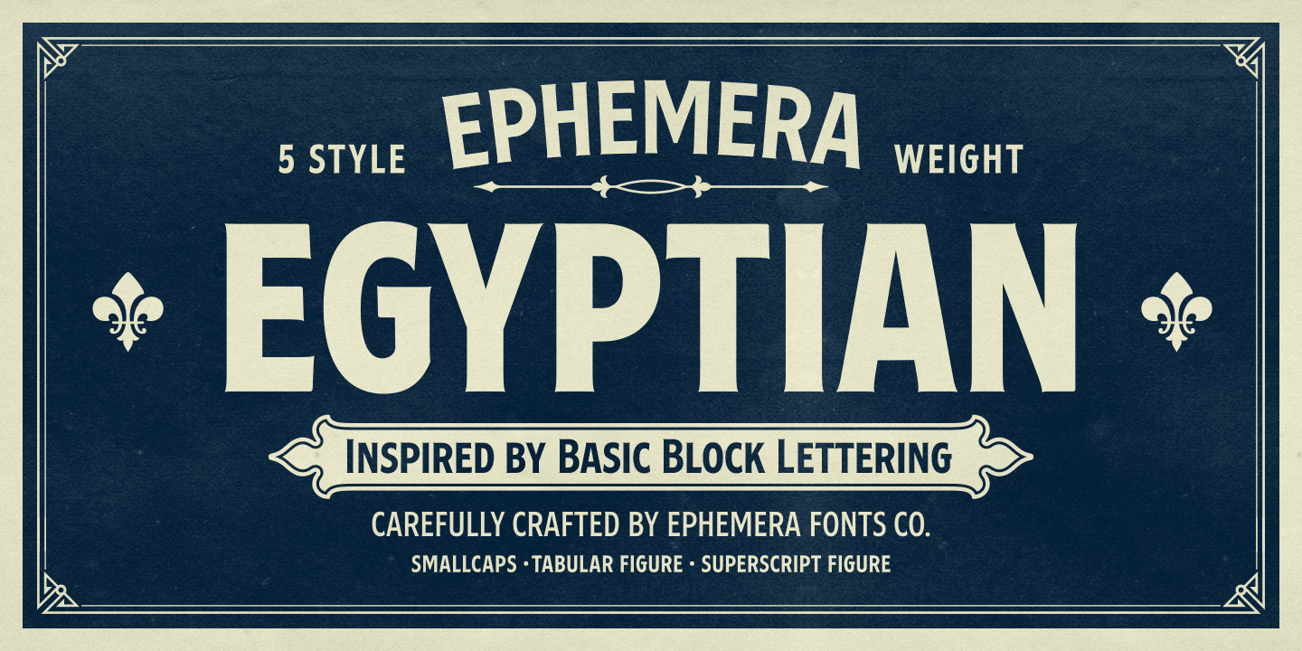 Beispiel einer Ephemera Egyptian Medium-Schriftart